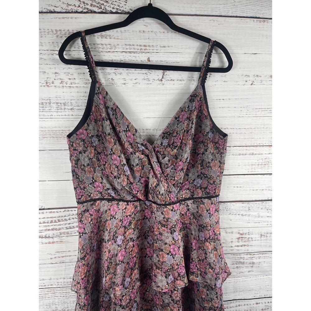 DB Studio Dress Women's 16 Floral Sleeveless Tiered Chiffon Beaded Maxi Formal - Picture 2 of 11